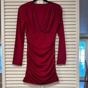 Elegant Red Long Sleeve Dress